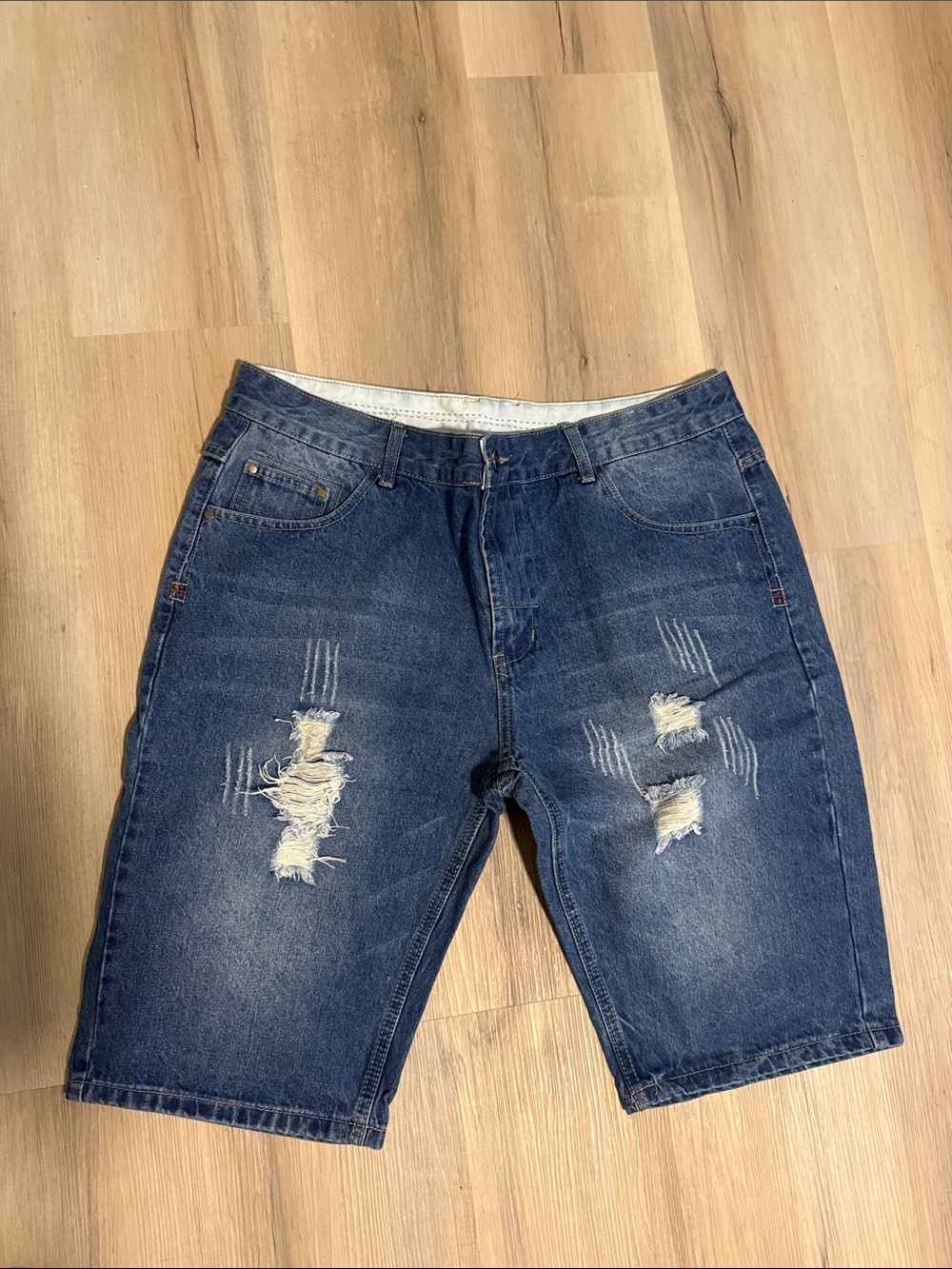 Men's Distressed Denim Shorts - Blue